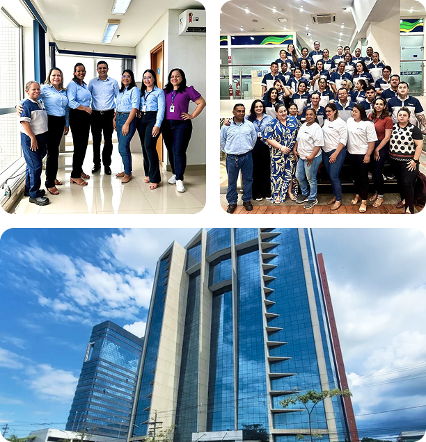 Equipes do Grupo Brasanitas em Manaus e edifício da filial